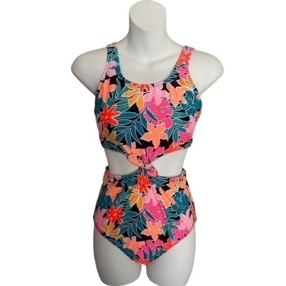 ART CLASS knot cut out floral swimsuit size XL